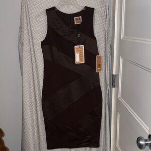 Nue by Shani Sleeveless Brown Shaping Midi Dress NWT